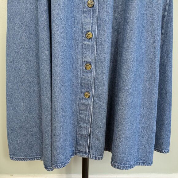 Vintage Talbots Denim Shirt Dress 90s Embroidered Modest Blue Jean Grunge 16P - Picture 8 of 16